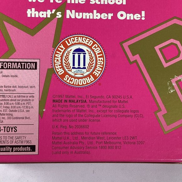 Mattel University Barbie UVA Cheerleader University Of VA New 1997 Box Damaged - Picture 9 of 12